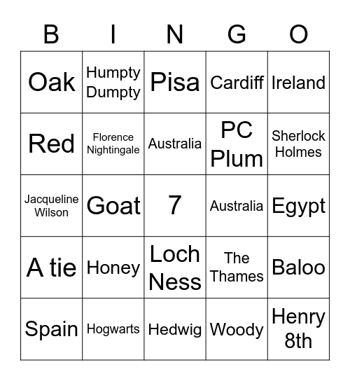 Trivia Bingo Card