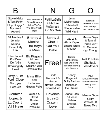 Total-Quiz.com Presents Radio Bingo: Duets Bingo Card