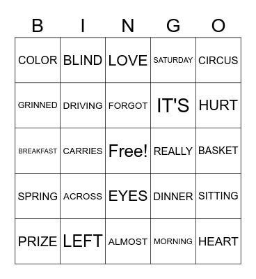 GRANT 5/11/20 Bingo Card