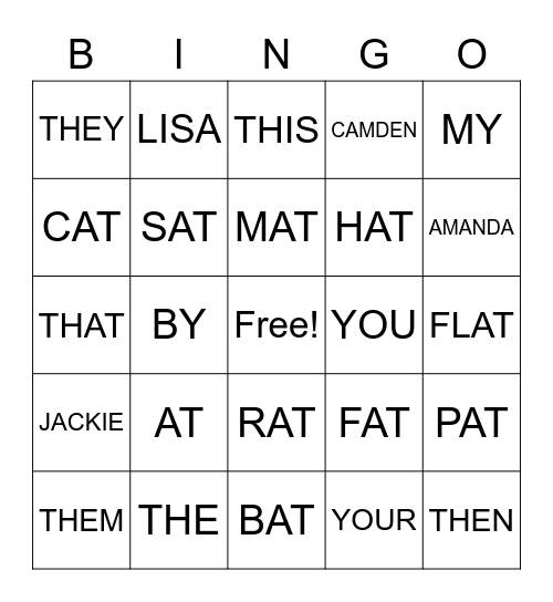CAMDEN LIST #3 & #4 Bingo Card