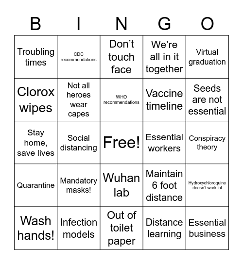 PANDOOMIC Bingo Card