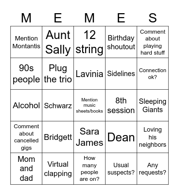 Doug Edgell Bingo Night! Bingo Card