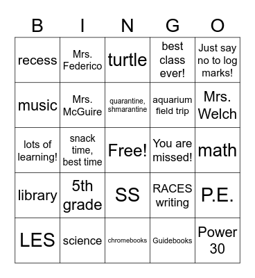 Federico/McGuire BINGO Card