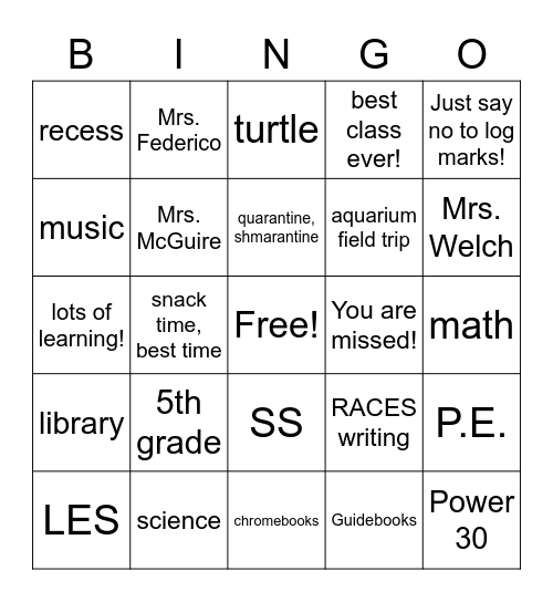 Federico/McGuire BINGO Card