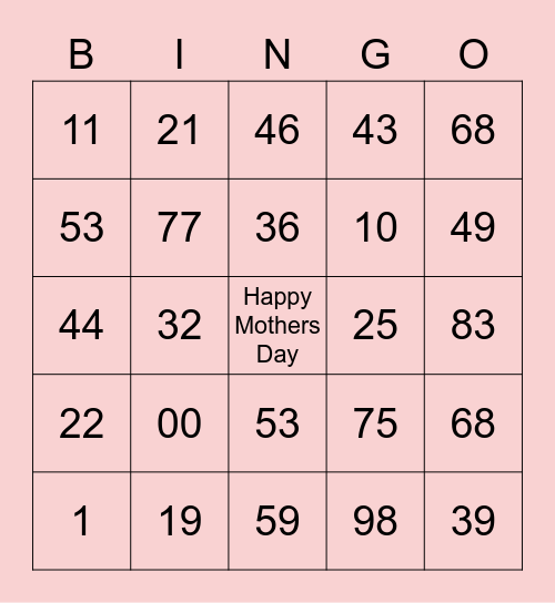 Mother's Day Bingo Card