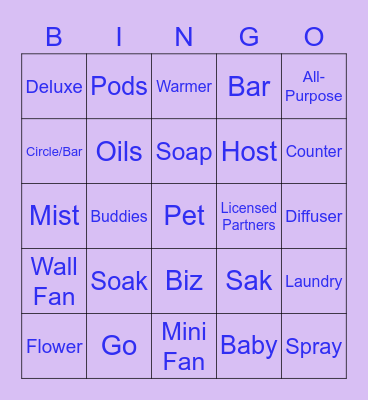 Scentsy Bingo Card