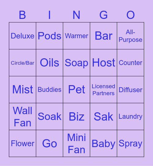 Scentsy Bingo Card