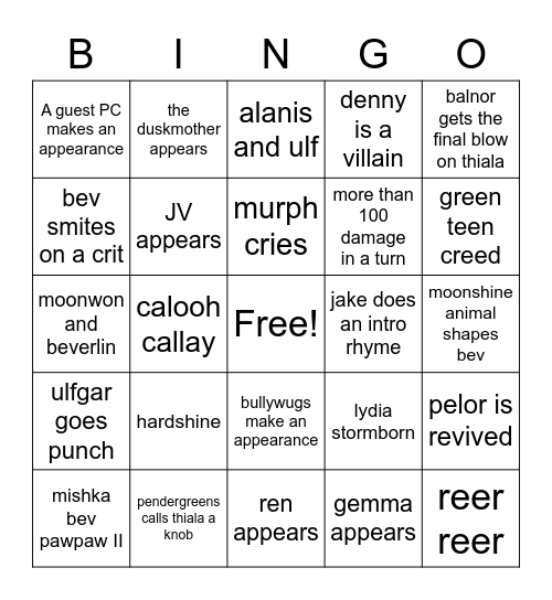 Untitled Bingo Card