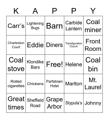 Family Bingo Card