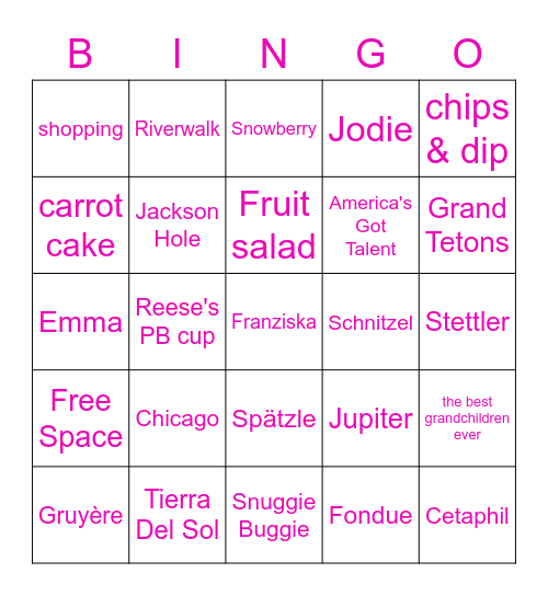 Mother's Day Bingo Card