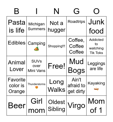 Cassidy's BINGO Card