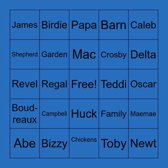 FAMILY BINGO Card