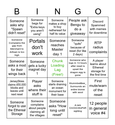 Harvest Reset Bingo Card