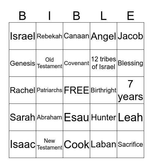 Old Testament Review Bingo Card