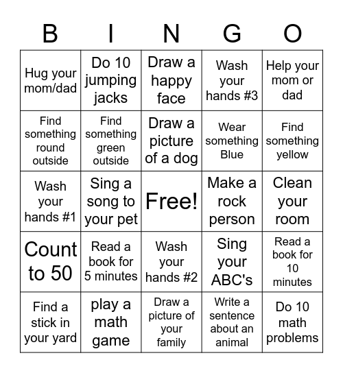 Bingo Adventure Bingo Card
