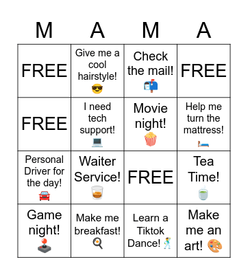 👑💐 MOMMY BINGO 💐👑 Bingo Card