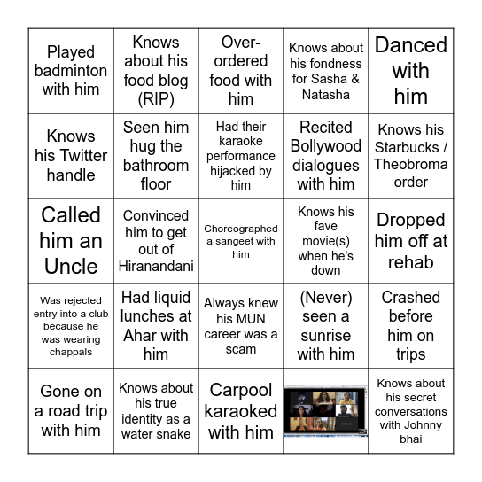 Sabkalp's birthday bingo Card