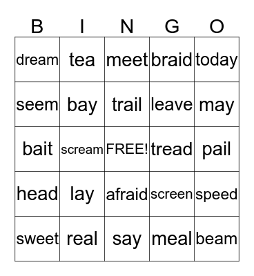 Lesson 3 Spelling Bingo Card