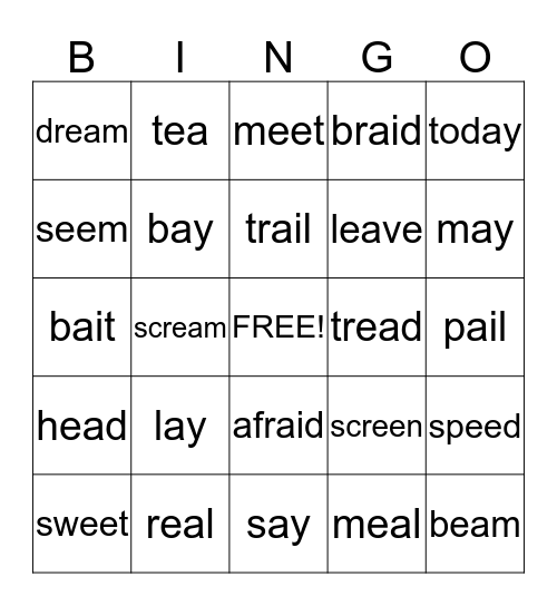Lesson 3 Spelling Bingo Card