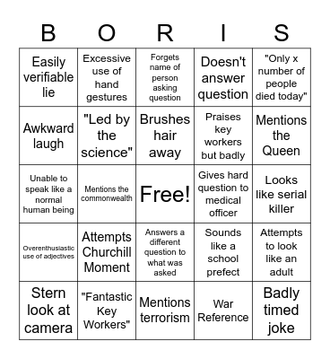 Boris Bingo Card