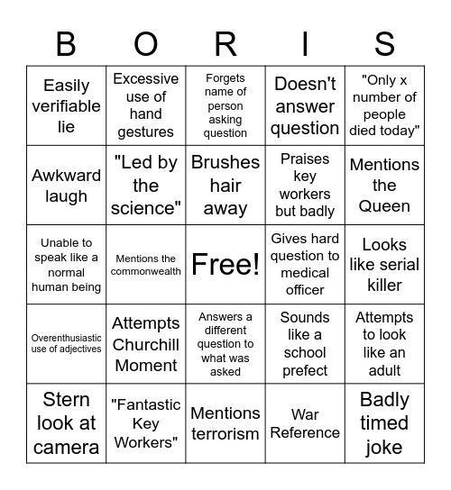 Boris Bingo Card