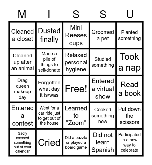 Leaders and Lopers May 2020 Bingo Card