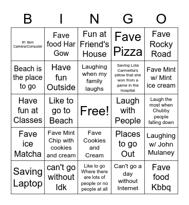 Espino Family Bingo Card