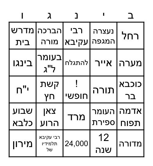 ל"ג בעומר Bingo Card