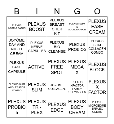 PLEXUS BINGO Card