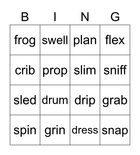 Blends Bingo Card