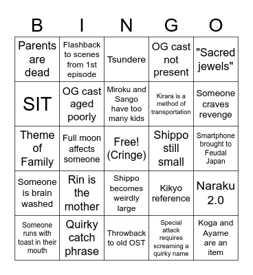 Yashahime anticipation Bingo Card