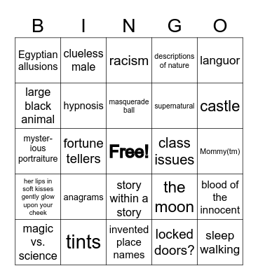 Gothic Lesbian Bingo Card