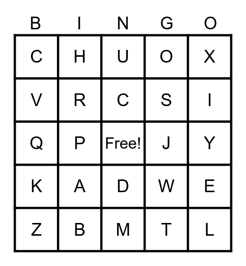 Alphabet Bingo Card