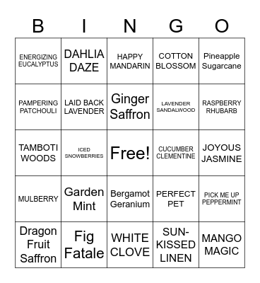 PartyLite Bingo Card