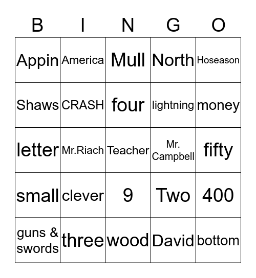 Kidnapped -_* good luck Bingo Card