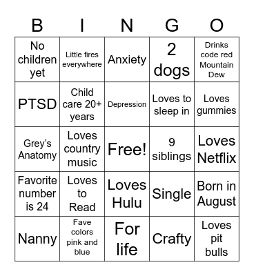 Dena’s Bingo Card
