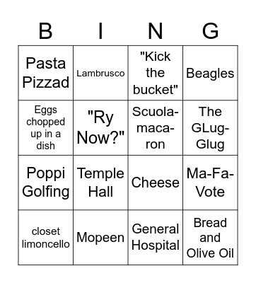 Fam Bingo Card