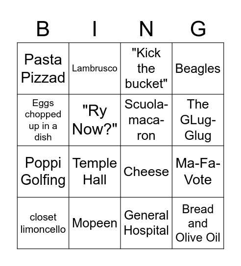 Fam Bingo Card