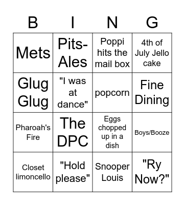 Fam Bingo Part 2 Bingo Card