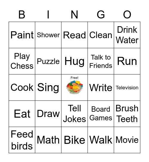 Fun Things To Do When School is Closed Bingo Card