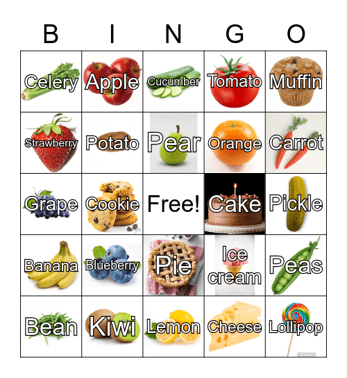 Food Bingo Card