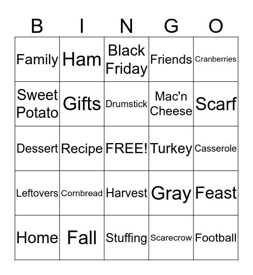 Fall  Bingo Card