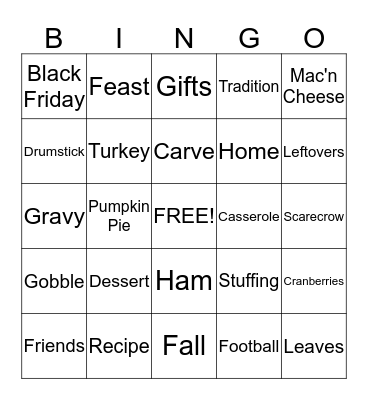 Thanksgiving BINGO  Bingo Card