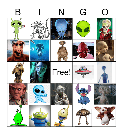 Aliens Bingo - Ethan's 7th BDay Bingo Card