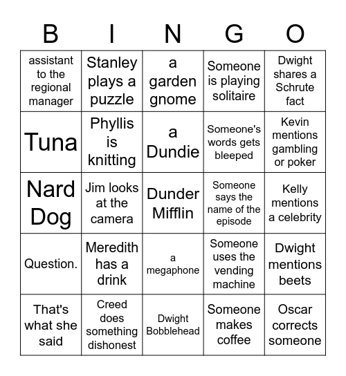 The Office (Season 3) Bingo Card