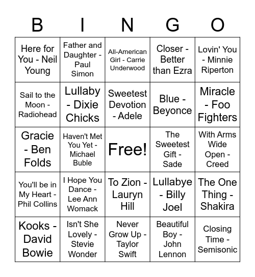 BEHIND THE LYRICS Bingo Card