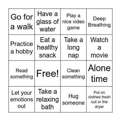 Self Care Bingo Card