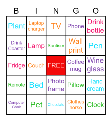 Household Items Bingo Card