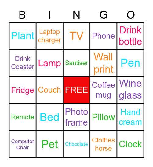 Household Items Bingo Card
