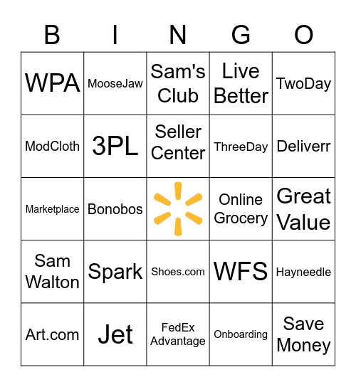 Marketplace Bingo Card